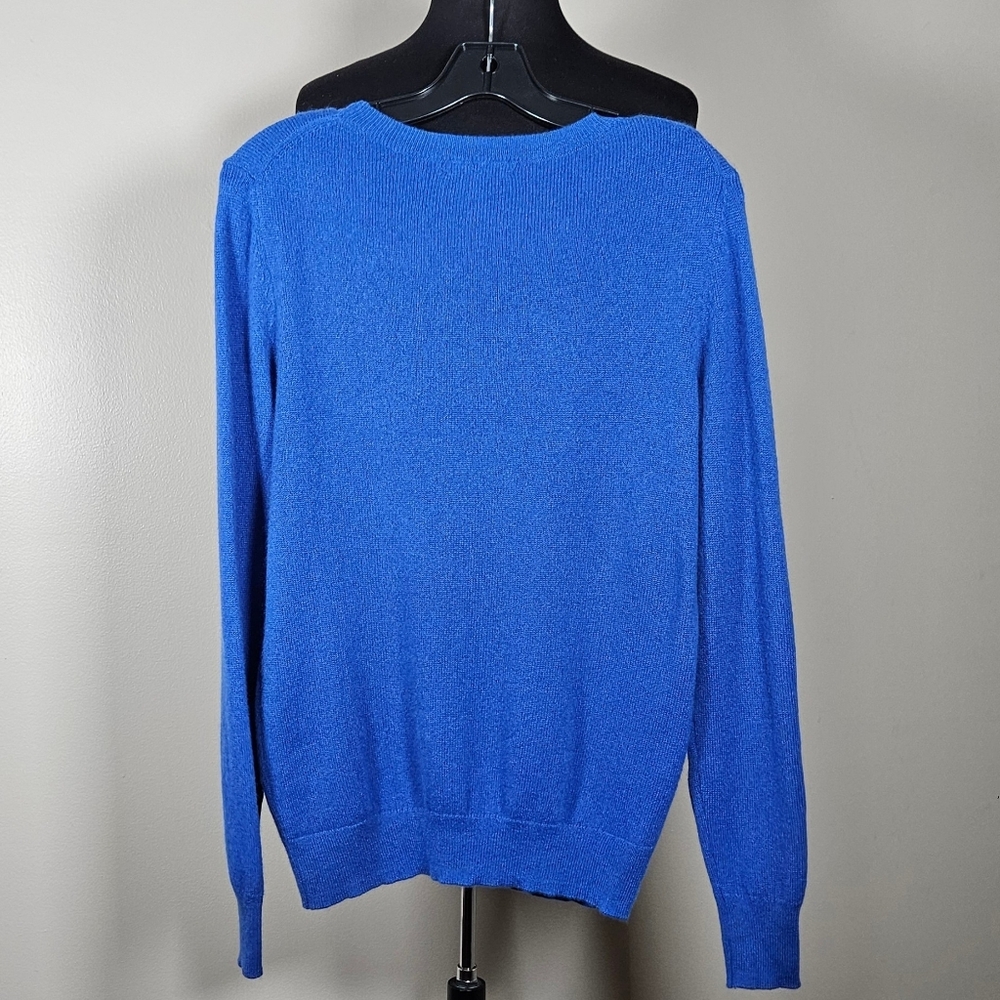 Nordstrom Cashmere Crew neck Sweater Cobalt Blue S/M Preppy Quiet Luxury - Picture 2 of 7